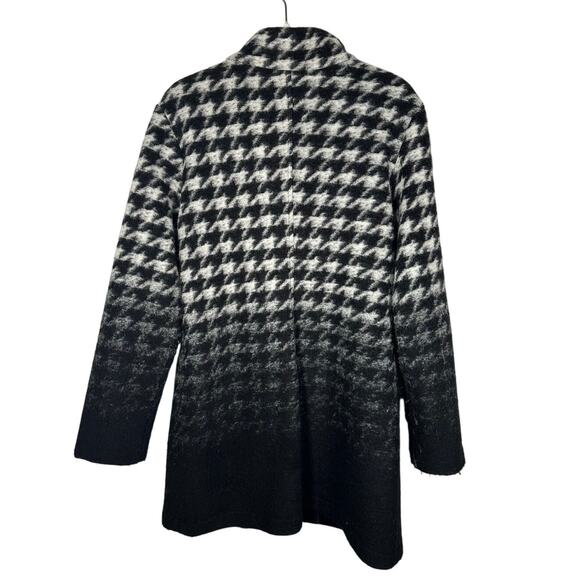 Linea Domani Black & White Checkered Houndstooth Ombré Wool Blend Coat Womens 10 - Picture 2 of 8